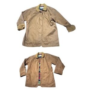 Brandon Thomas VTG 90s Barn Coat Corduroy Collar Chore Jacket Sz S Aztec Striped